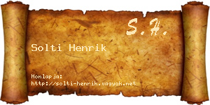 Solti Henrik névjegykártya